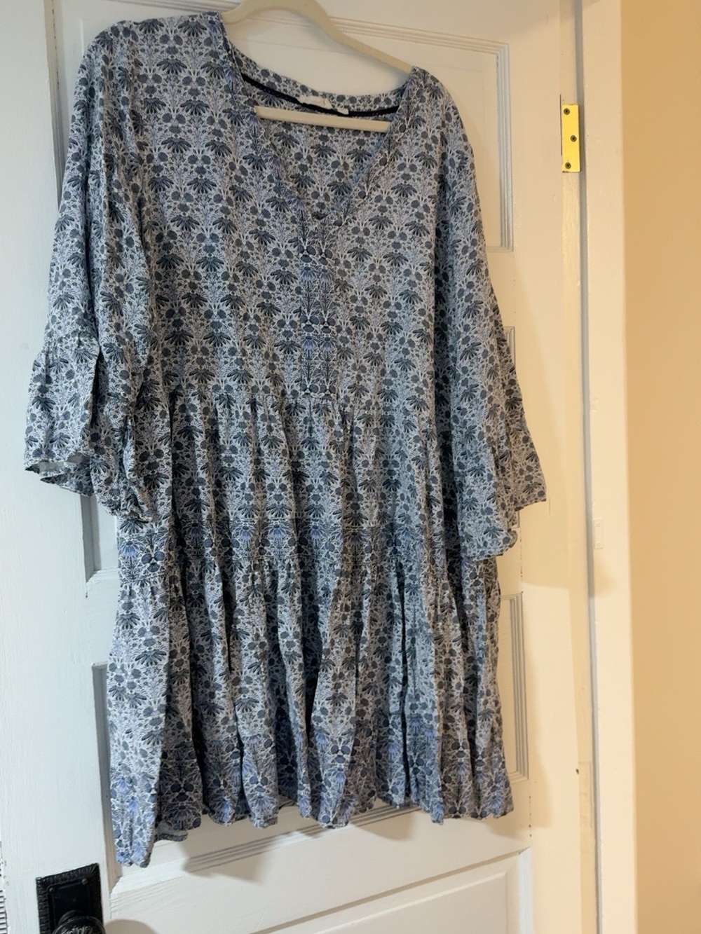 Fat Face Blue and White Floral Midi Dress